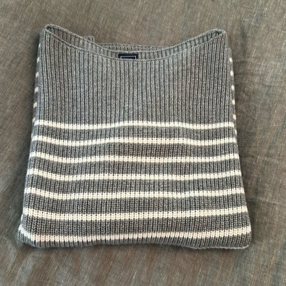 Grey and white boat neck sweater